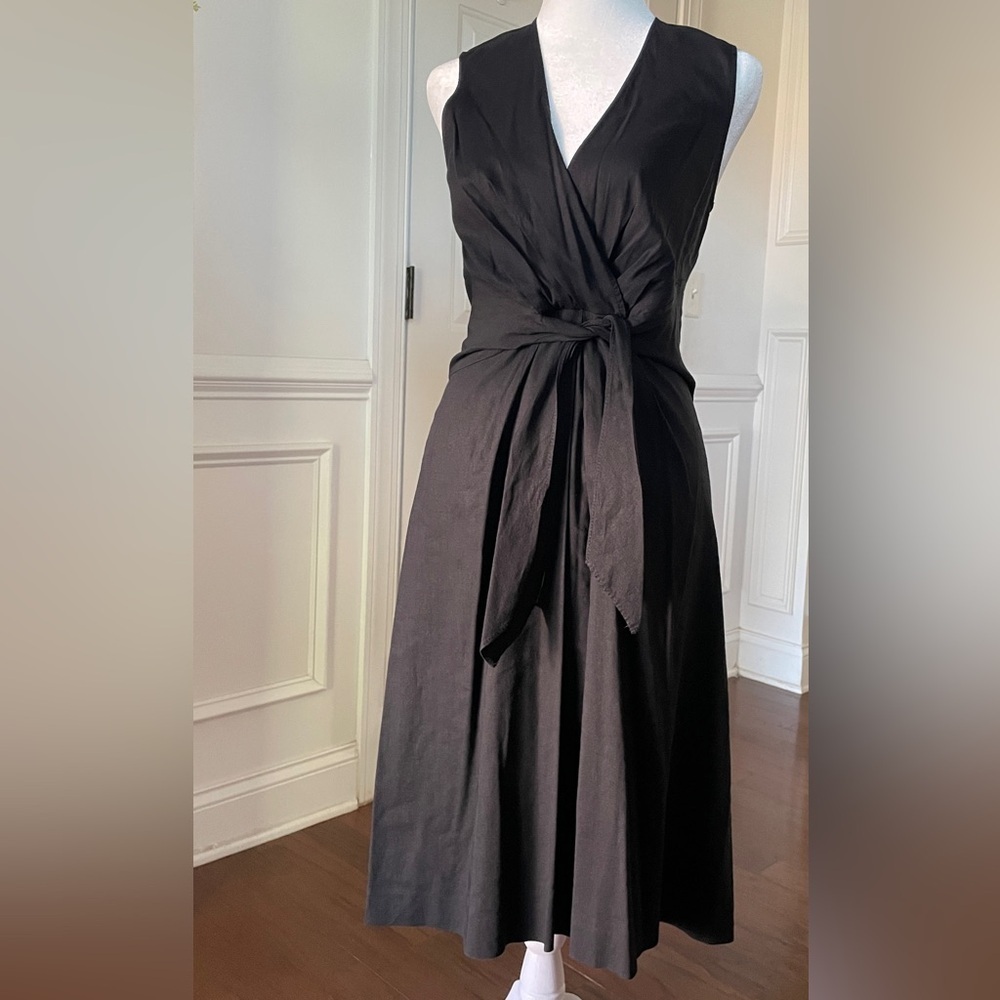 Theory Black Linen Blend Sleeveless Mini Dress Size 4 - Picture 2 of 6